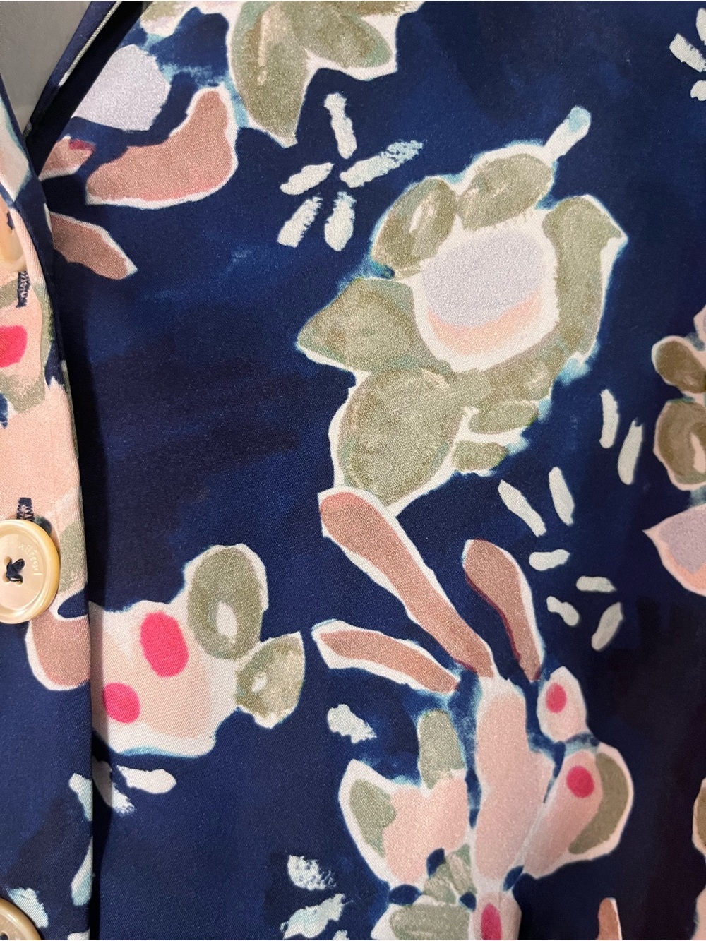 Wilfred Navy Floral Short-Sleeve Tie-Waist Mini Dress size XS - Picture 6 of 7